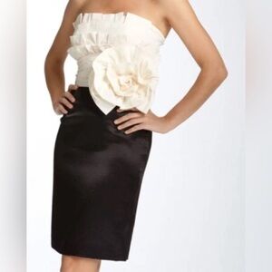 Max & Cleo Strapless Cream and Black Dress